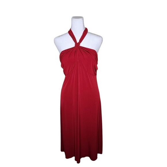New Max Studio Halter Neck Sweetheart Sexy Cocktail Dress Womens Size M Red - Picture 1 of 9